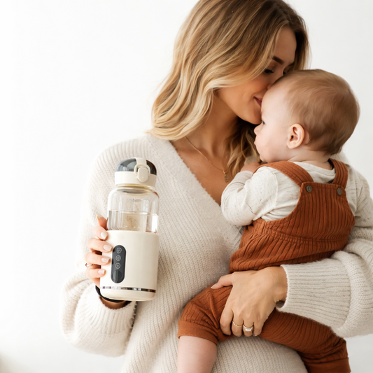 Przenośny podgrzewacz do butelek, wody i mleka dla dzieci - niebieski